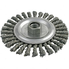 Brush Research Mfg. - 4" OD, 5/8-11 Arbor Hole, Stringer Bead Stainless Steel Wheel Brush - 3/16" Face Width, 7/8" Trim Length, 20,000 RPM - Americas Industrial Supply