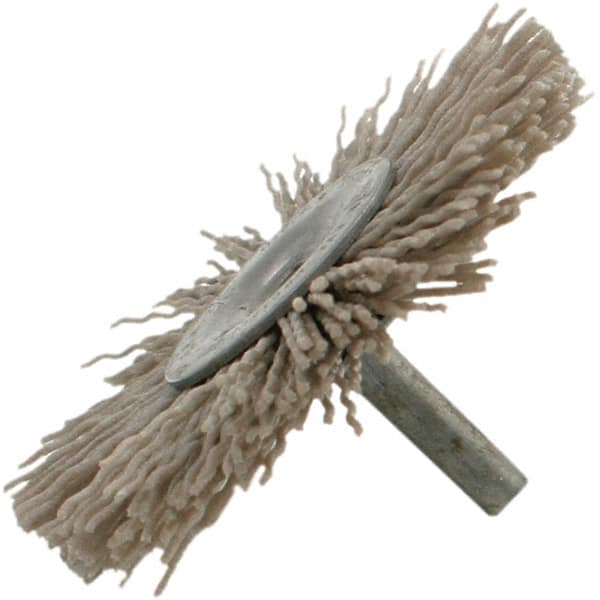 Brush Research Mfg. - 1-1/4" OD, Crimped Abrasive Nylon Wheel Brush - 7/16" Face Width, 1/8" Trim Length, 25,000 RPM - Americas Industrial Supply