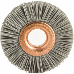 Brush Research Mfg. - 1" OD, 3/8" Arbor Hole, Crimped Abrasive Nylon Wheel Brush - 1/4" Face Width, 1/8" Trim Length, 20,000 RPM - Americas Industrial Supply