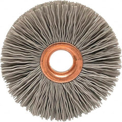 Brush Research Mfg. - 4" OD, 5/8" Arbor Hole, Crimped Abrasive Nylon Wheel Brush - 3/4" Face Width, 1-7/16" Trim Length, 20,000 RPM - Americas Industrial Supply
