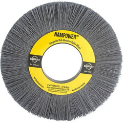 Brush Research Mfg. - 6" OD, 2" Arbor Hole, Crimped Abrasive Nylon Wheel Brush - 1" Face Width, 1-1/2" Trim Length, 3,600 RPM - Americas Industrial Supply