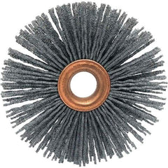 Brush Research Mfg. - 3" OD, 1/2" Arbor Hole, Crimped Abrasive Nylon Wheel Brush - 1/2" Face Width, 1" Trim Length, 20,000 RPM - Americas Industrial Supply