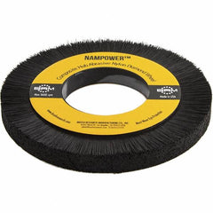 Brush Research Mfg. - 7-7/8" OD, 3-1/4" Arbor Hole, Crimped Abrasive Nylon Wheel Brush - 0.5906" Face Width, 1.1811" Trim Length, 3,600 RPM - Americas Industrial Supply