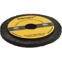 Brush Research Mfg. - 3-15/16" OD, Crimped Abrasive Nylon Wheel Brush - 0.197" Face Width, 0.492" Trim Length, 3,600 RPM - Americas Industrial Supply