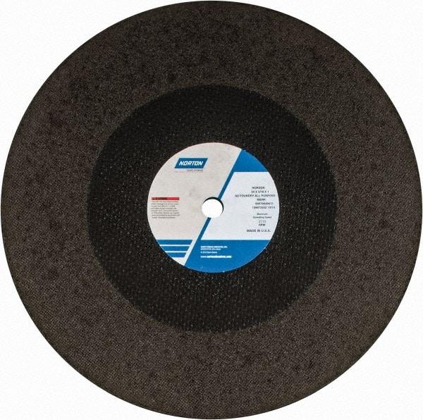 Norton - 20" Zirconia Alumina Cutoff Wheel - 3/16" Thick, 1" Arbor, 2,710 Max RPM, Use with Stationary Grinders - Americas Industrial Supply
