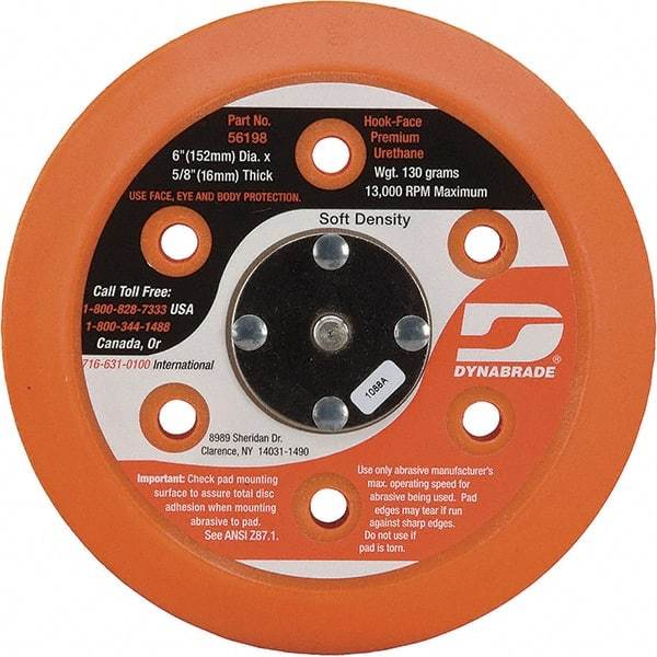 Dynabrade - 6" Diam Disc Backing Vacuum Replacement Pad - Soft Density, 13,000 RPM - Americas Industrial Supply