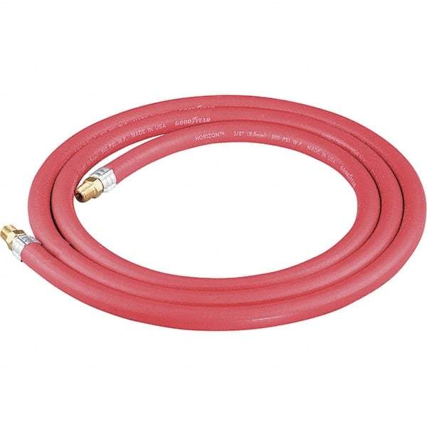 Dynabrade - 3/8" ID x 11/16" OD 8' Long Hose - Male/Male Ends, 90 Working psi, 1/4" Fitting, Red - Americas Industrial Supply