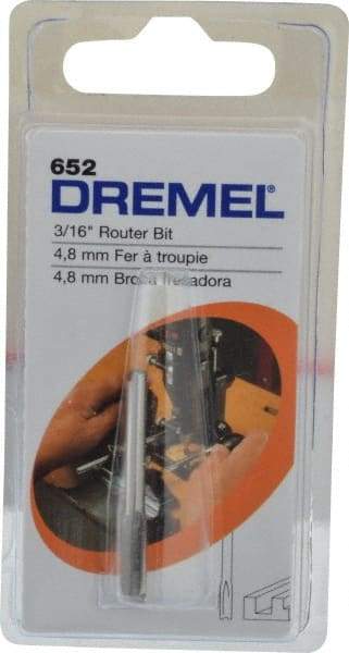 Dremel - 3/16" Diam, 1/8" Shank Diam, Straight Router Bit - 1-13/64" Overall Length, High Speed Steel - Americas Industrial Supply