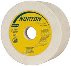 Norton - 4" Diam, 20mm Hole Size, 2" Overall Thickness, 80 Grit, Type 6 Tool & Cutter Grinding Wheel - Medium Grade, Aluminum Oxide, J Hardness, Vitrified Bond, 5,730 RPM - Americas Industrial Supply