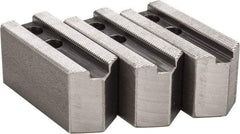 H & R Manufacturing - 1.5mm x 60° Serrated Attachment, Square Soft Lathe Chuck Jaw - 3 Jaws, Steel, 0.787" Btw Mount Hole Ctrs, 3-1/8" Long x 1-1/4" Wide x 1-1/2" High, 0.472" Groove, 10mm Fastener - Americas Industrial Supply