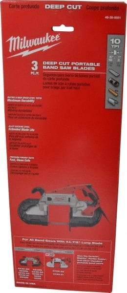 Milwaukee Tool - 3' 8-7/8" Long x 0.02" Thick, 10 Teeth per Inch, Portable Band Saw Blade - Bi-Metal Blade, High Speed Steel Teeth, Toothed Edge - Americas Industrial Supply