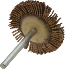 Merit Abrasives - 1-3/16" Diam x 1/8" Face Width, Medium Aluminum Oxide Coated Mounted Flap Wheel - 1/8" Shank Mount, 80 Grit, Cloth Backing, 30,000 Max RPM - Americas Industrial Supply