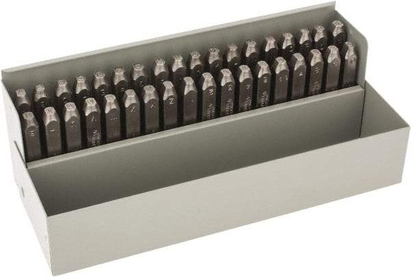 C.H. Hanson - 36 Piece, 1/8" Character Steel Stamp Set - Letters & Figures, Low Stress Round Face Dot - Americas Industrial Supply