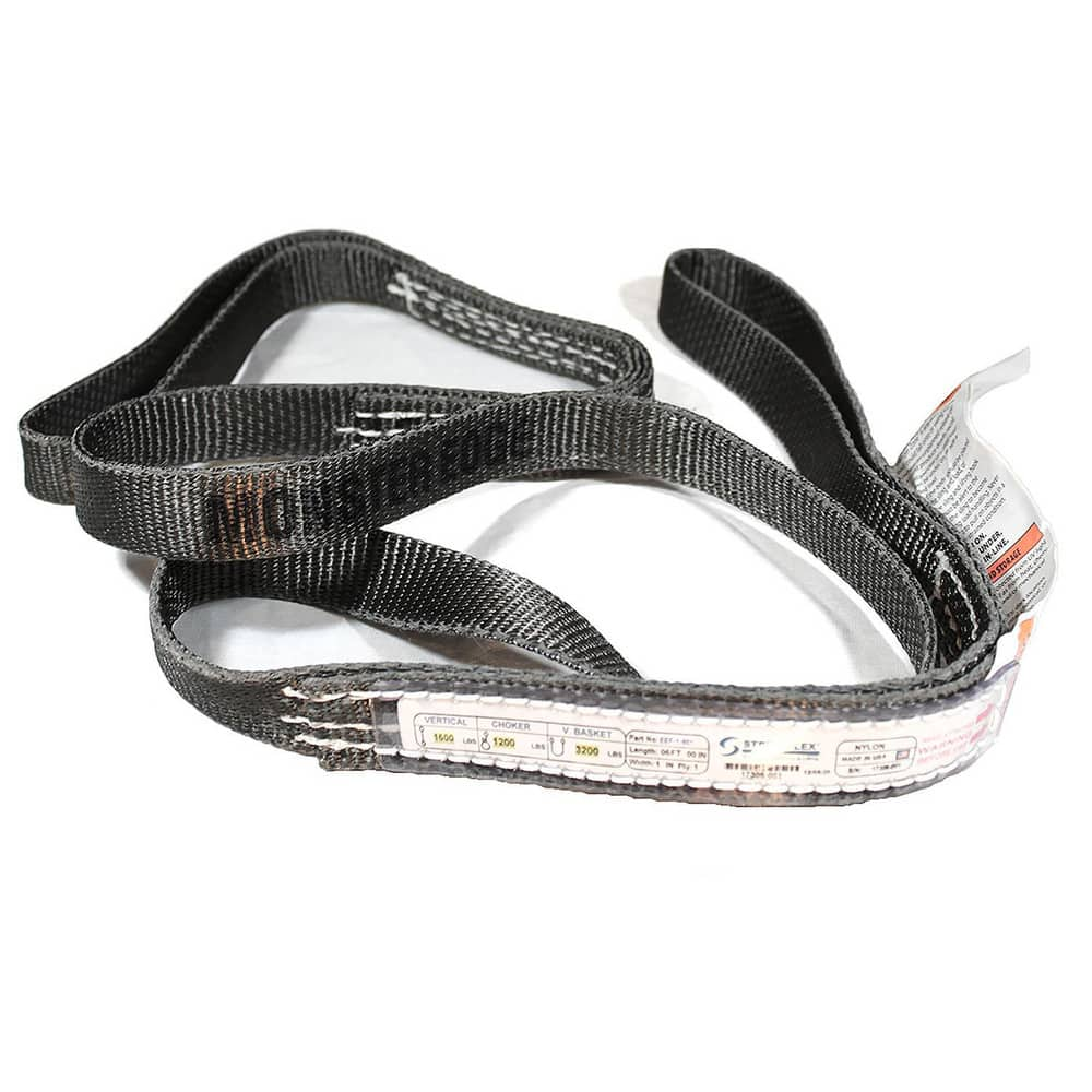 Slings & Tiedowns (Load-Rated); Sling Type: Eye & Eye; Length (Feet): 20; Vertical Capacity (Lb.): 1600; Choker Capacity (Lb.): 1200; Width (Inch): 1; Basket Capacity (Lb.): 3200; Eye Type: Twisted Eye; Sling Material: Nylon; Sling Width: 1 in; Eye Length