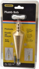 General - 5-3/4 Inch Long, 1-1/2 Inch Diameter Brass Plumb Bob - 16 Ounce, Has Replacable Tip - Americas Industrial Supply