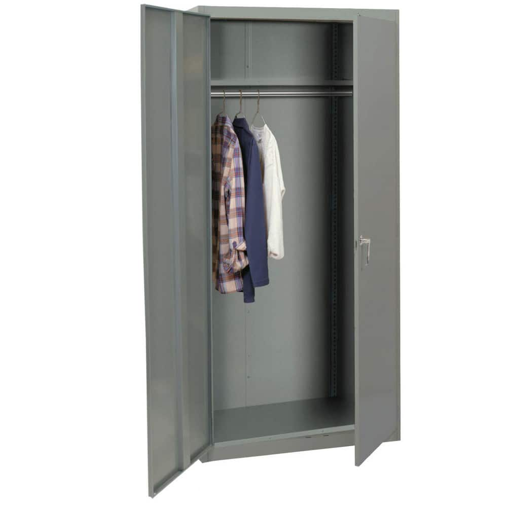 Storage Cabinets; Cabinet Type: Storage Cabinet; Cabinet Material: Steel; Width (Inch): 36; Depth (Inch): 24; Cabinet Door Style: Solid; Height (Inch): 78; Locking Mechanism: Keyed; Assembled: Yes; Finish: Powder Coated; Color: Dove Gray; Includes: (2) Ke