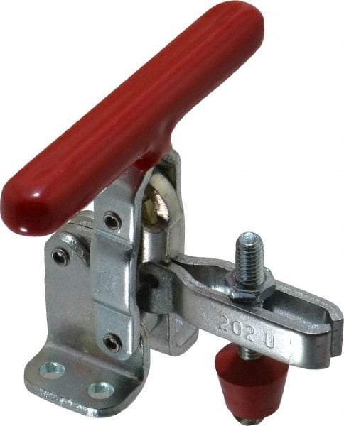 De-Sta-Co - 200 Lb Holding Capacity, Vertical Handle, Manual Hold Down Toggle Clamp - 65° Handle Movement, 105° Bar Opening, U-Bar, Flanged Base, Electro-Plated Zinc, Carbon Steel - Americas Industrial Supply