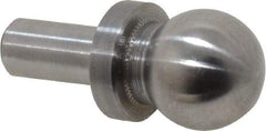 Jergens - 1/2" Ball Diam, 1/4" Shank Diam, Steel Inspection Tooling Ball - Slip-Fit Shank, 15/16" Ball Center to Shank Bottom, 0.4" Ball Center to Shoulder Bottom, with Shoulder - Americas Industrial Supply