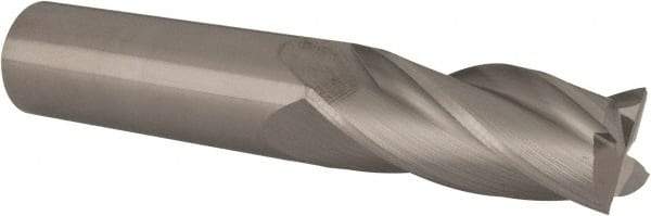 Made in USA - 5/8", 1-1/2" LOC, 5/8" Shank Diam, 3-1/2" OAL, 4 Flute, Solid Carbide Square End Mill - Single End, Uncoated, Spiral Flute, 30° Helix, Centercutting, Right Hand Cut, Right Hand Flute - Americas Industrial Supply