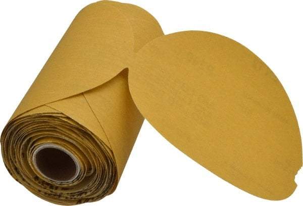 Norton - 5" Diam, 240 Grit Aluminum Oxide Adhesive PSA Disc - Very Fine Grade, Gold, C Weighted Backing, Flexible - Americas Industrial Supply