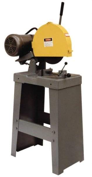 Kalamazoo - 14" Blade Diam, 1" Arbor Hole, Straight Chop & Cutoff Saw - 3 Phase, 4,400 RPM, 5 hp, 220/440 Volts, 2-1/2" in Solids at 90°, 3" in Pipe at 90° - Americas Industrial Supply