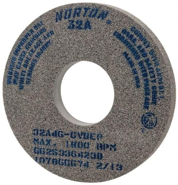 Norton - 14" Diam x 5" Hole x 1-1/2" Thick, G Hardness, 46 Grit Surface Grinding Wheel - Aluminum Oxide, Type 1, Coarse Grade, 1,800 Max RPM, Vitrified Bond, No Recess - Americas Industrial Supply