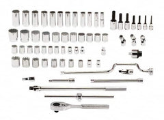 Proto - 65 Piece 1/2" Drive Standard Deep Socket Set - 8 & 12 Points, 3/8 to 1-1/2", Inch Measurement Standard - Americas Industrial Supply