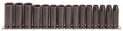 Proto - 15 Piece 1/2" Drive Deep Impact Socket Set - 6 Points, 10 to 24mm, Metric Measurement Standard - Americas Industrial Supply