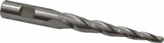 Made in USA - 3° Taper Angle per Side, 1/4" Small End Diam, 3-1/4" LOC, High Speed Steel 3 Flute Tapered Ball End Mill - 5-1/2" OAL, 5/8" Shank Diam - Americas Industrial Supply