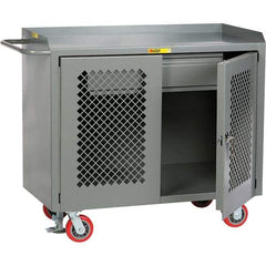 Little Giant - 3,600 Lb Capacity, 2 Shelf, 1 Drawer, 2 Door Mobile Cabinet Bench - 41" Wide x 24" Deep x 43" High, Steel, Gray - Americas Industrial Supply