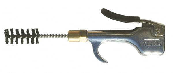 Coilhose Pneumatics - 150 Max psi Brush Tip Thumb Lever Blow Gun - 1/4 NPT, 4-1/2" Tube Length, Zinc Body, Brass Tip, Steel Brush - Americas Industrial Supply