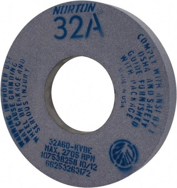 Norton - 12" Diam x 5" Hole x 1-1/2" Thick, K Hardness, 60 Grit Surface Grinding Wheel - Aluminum Oxide, Type 5, Medium Grade, 2,705 Max RPM, Vitrified Bond, One-Side Recess - Americas Industrial Supply