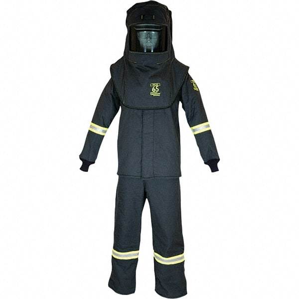 Oberon - Size 5XL, 4 HRC, 12.5 oz Arc Flash Clothing Kit - 76 cal per Sq cm, Hood Protection, Bib Overalls - Americas Industrial Supply