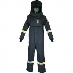Oberon - Size 5XL, 4 HRC, 12.5 oz Arc Flash Clothing Kit - 76 cal per Sq cm, Hood Protection, Bib Overalls - Americas Industrial Supply