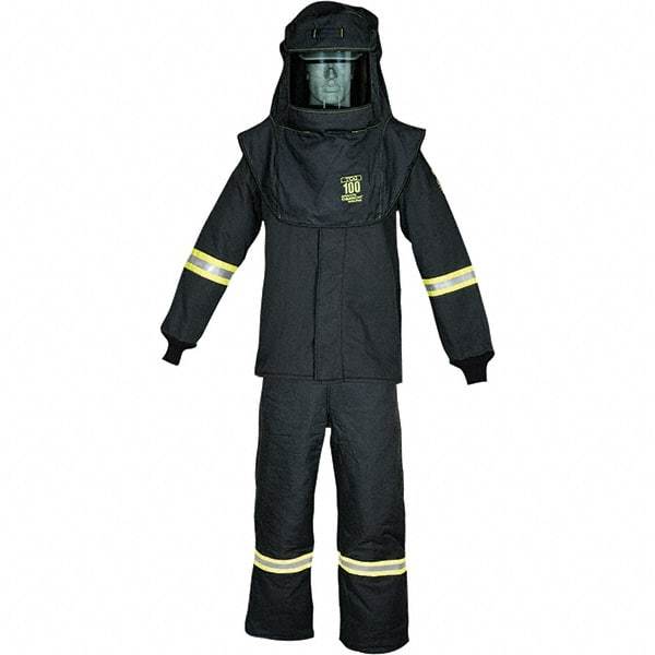 Oberon - Size 5XL, 4 HRC, 16.5 oz Arc Flash Clothing Kit - 100 cal per Sq cm, Hood Protection, Bib Overalls - Americas Industrial Supply