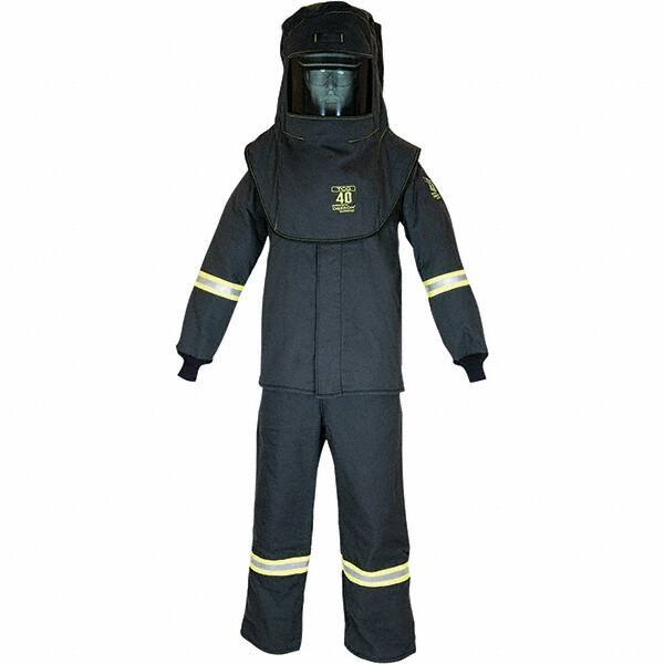 Oberon - Size 4XL, 4 HRC, 10.7 oz Arc Flash Clothing Kit - 46 cal per Sq cm, Hood Protection, Bib Overalls - Americas Industrial Supply