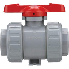 Asahi/America - 2-1/2" Pipe, Standard Port, CPVC True Union Design Ball Valve - Inline - Two Way Flow, Threaded Ends, Tee Handle, 150 WOG - Americas Industrial Supply