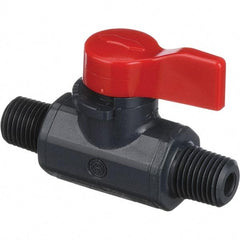 Asahi/America - 1/4" Pipe, Full Port, PVC Ball Valve - 1 Piece, MNPT x MNPT Ends, Tee Handle, 150 WOG - Americas Industrial Supply
