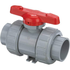 Asahi/America - 3" Pipe, Standard Port, CPVC True Union Design Ball Valve - Inline - Two Way Flow, Socket Ends, Tee Handle, 150 WOG - Americas Industrial Supply