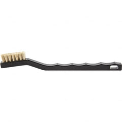 Brush Research Mfg. - 2 Rows x 7 Columns Hair Scratch Brush - 1/2" Brush Length, 7-1/4" OAL, 1/2 Trim Length, Plastic Curved Back Handle - Americas Industrial Supply