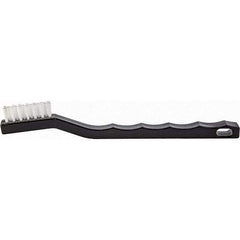 Brush Research Mfg. - 2 Rows x 7 Columns Nylon Scratch Brush - 1/2" Brush Length, 7-1/4" OAL, 1/2 Trim Length, Plastic Curved Back Handle - Americas Industrial Supply