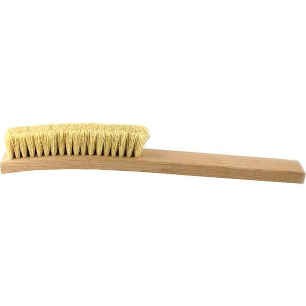 Brush Research Mfg. - 4 Rows x 18 Columns Tampico Scratch Brush - 5-3/4" Brush Length, 13-3/4" OAL, 1 Trim Length, Wood Curved Back Handle - Americas Industrial Supply