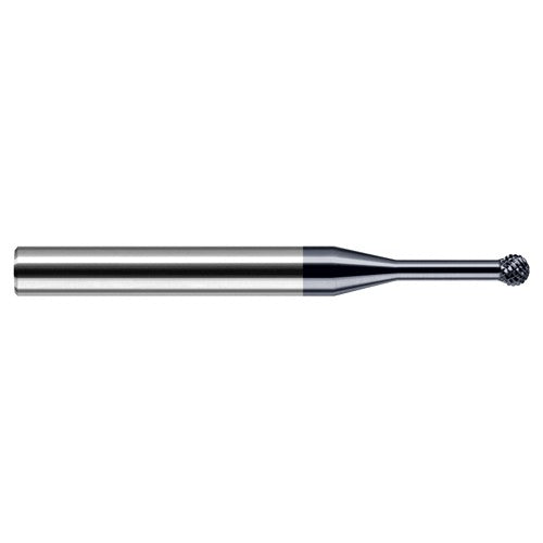 Undercutting End Mills - 0.0310″ (1/32″) Cutter Diameter × 0.0930″ (3/32″) Neck Length × 270° Carbide Deburring Undercut End Mill, 12 RH Teeth, 10 LH Teeth, AlTiN Coated - Exact Industrial Supply