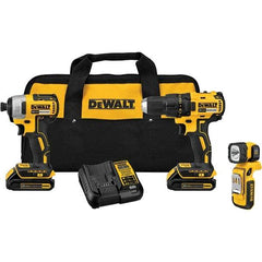 DeWALT - Cordless Tool Combination Kits Voltage: 20 Tools: Compact Drill/Driver; 1/4" Impact Driver; LED Light - Americas Industrial Supply