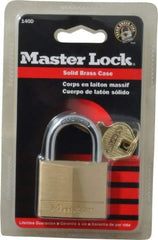 Master Lock - 7/8" Shackle Clearance, Keyed Different Solid Brasss Padlock - 1/4" Shackle Diam, Solid Brass - Americas Industrial Supply