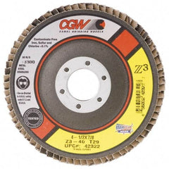 Camel Grinding Wheels - 60 Grit, 7" Disc Diam, 5/8-11 Center Hole, Type 29 Zirconia Alumina Flap Disc - 8,600 Max RPM, Poly Cotton Backing, Arbor Attaching System, Coated - Americas Industrial Supply