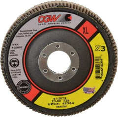 Camel Grinding Wheels - 60 Grit, 4-1/2" Disc Diam, 7/8" Center Hole, Type 29 Zirconia Alumina Flap Disc - 13,300 Max RPM, Poly Cotton Backing, Arbor Attaching System, Coated - Americas Industrial Supply