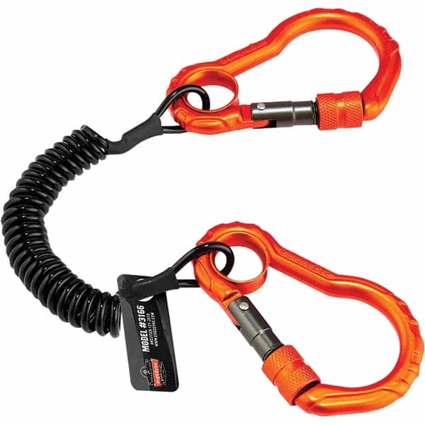 Ergodyne - Polyurethane Hard Hat Lanyard - Carabiner Attachment, Black, Compatible with All Hard Hats - Americas Industrial Supply