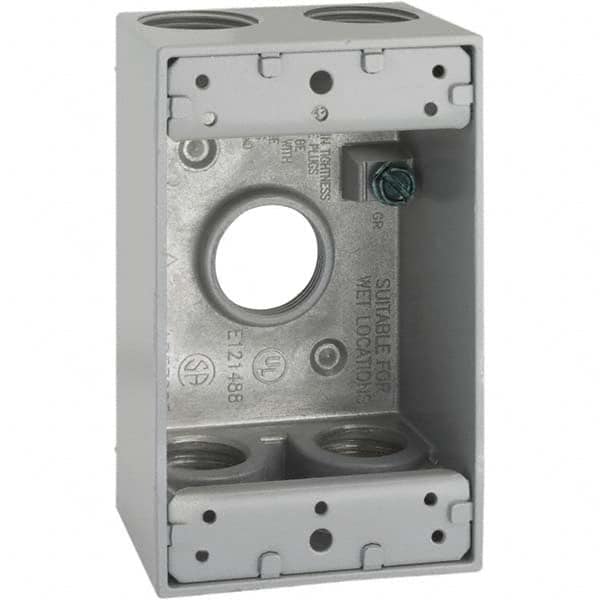 Hubbell-Raco - 4.57 x 2.816 x 2.148" Aluminum Rectangular Weather Resistant Outlet Box - Americas Industrial Supply