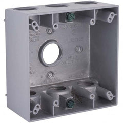 Hubbell-Raco - 4-1/2 x 4-1/2 x 2-1/4" Aluminum Square Weather Resistant Outlet Box - Americas Industrial Supply